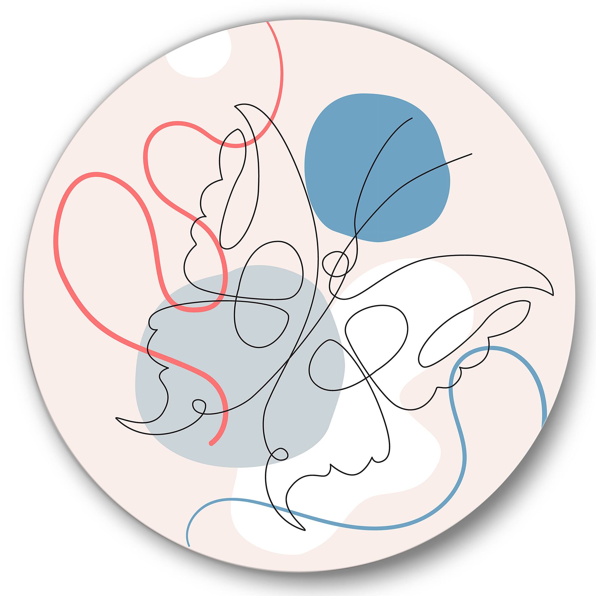 Designart - Butterfly One Line Drawing On Cubism Shapes I